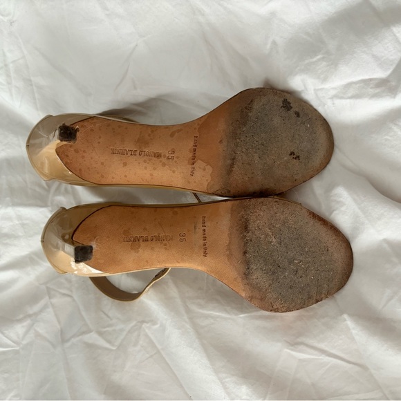 Manolo Blahnik Chaos Open Toe Nude Heels - Picture 3 of 6